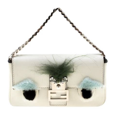 fendi mini baguette white|Fendi micro monster baguette.